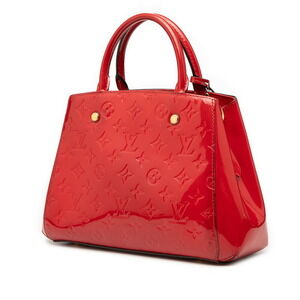 Louis Vuitton Vernis Bag Montaigne Shoulder Leather Red Cerise Handbag